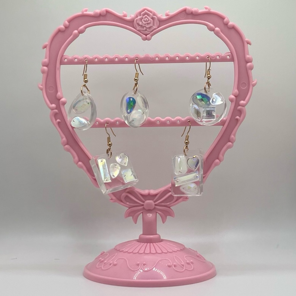 Handmade Iridescent Rhinestone Resin Earrings